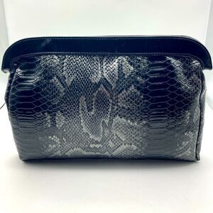 Redken Patent Snakeskin Print Black/Silver Clutch Like New